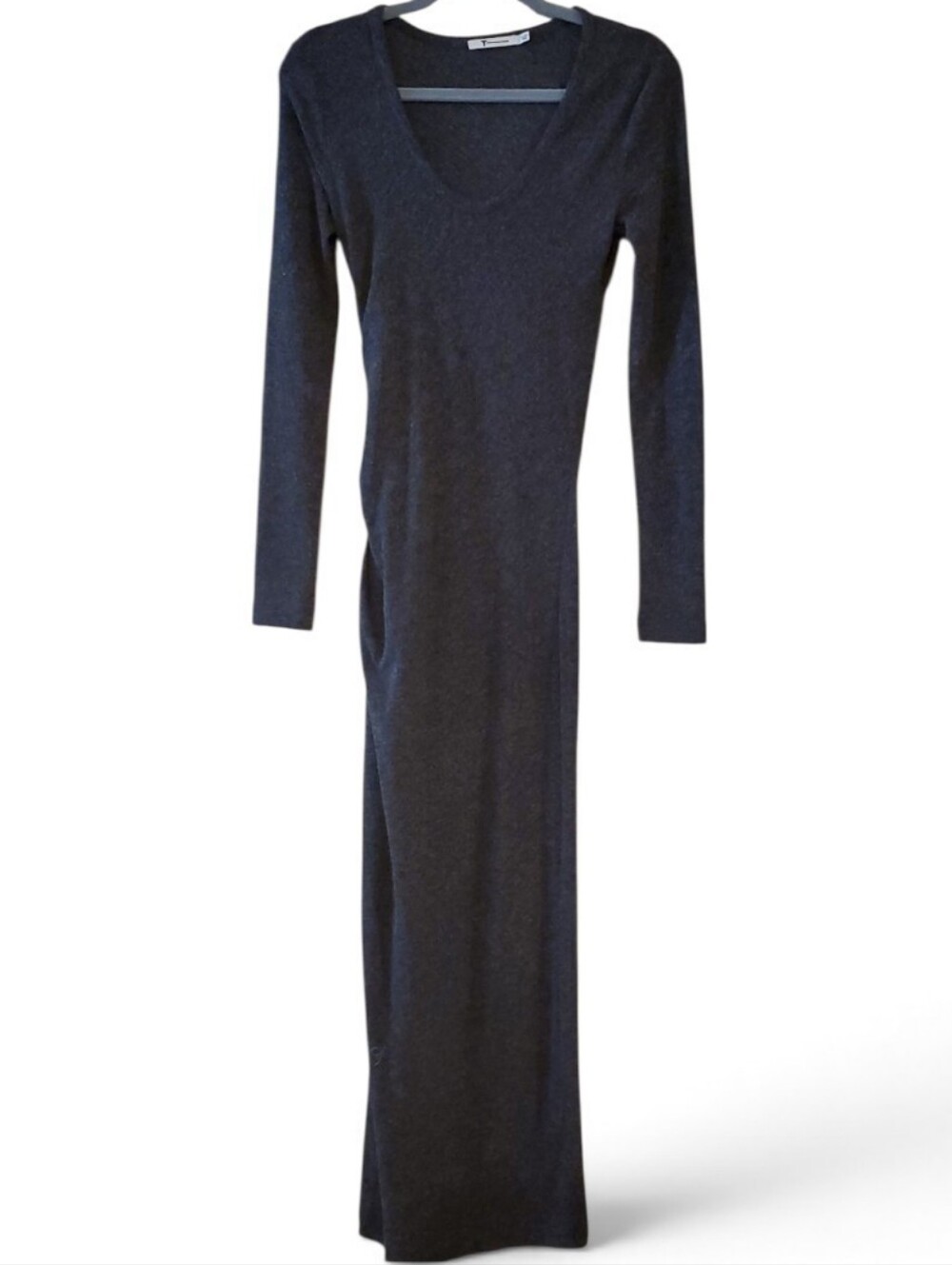 T by Alexander Wang Heather Gray Jersey Knit Maxi Bodycon Dress Size XS